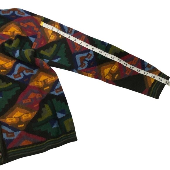 Vibrant colorful southwestern tribal artsy Pattern Cardigan Sweater Multicolor - Picture 7 of 9